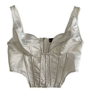 PrettyLittleThing Bustier Crop Top White Size 6